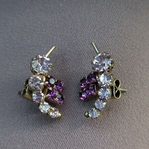 Vintage Estate Purple Cluster Crawler Post back earrings